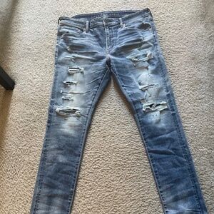 AE Airflex 360 Patched Stacked Jeans - Light Wash - 38/30